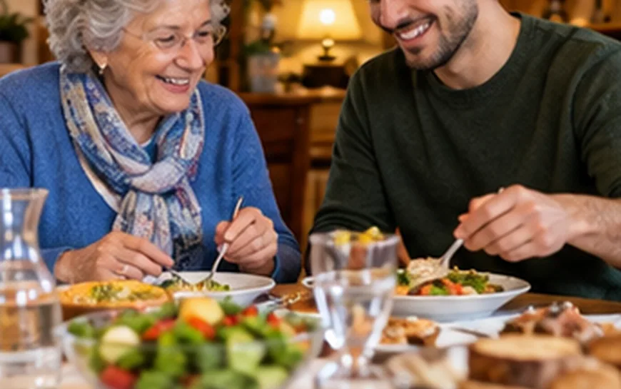 Parent et enfant discutant autour d'une table